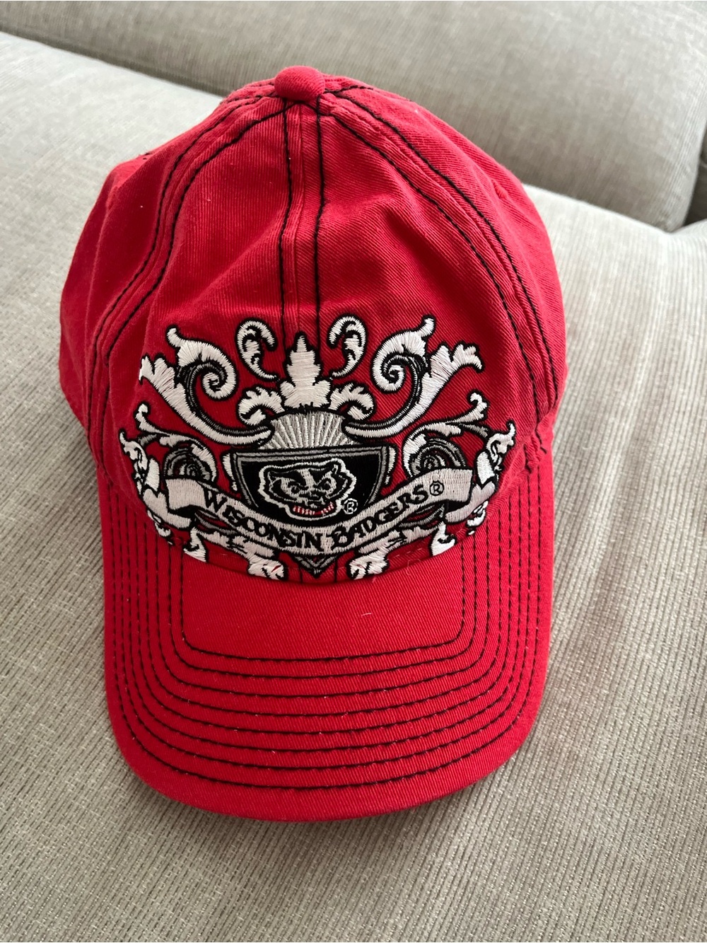 Wisconsin Badgers Red Embroidered Baseball Cap